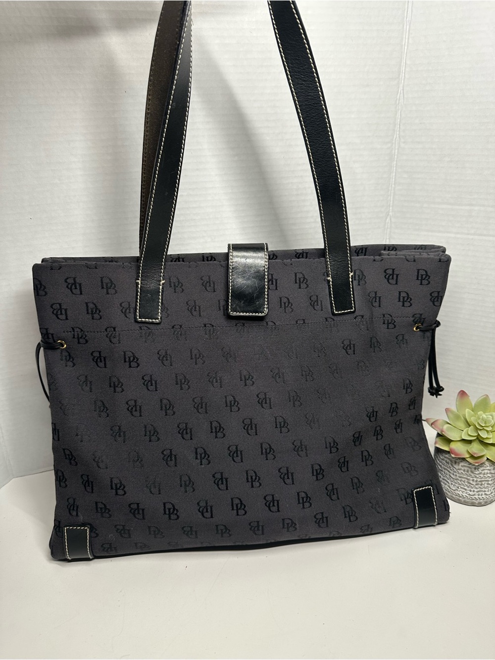 Dooney & Bourke Black DB Monogram Shoulder Tote